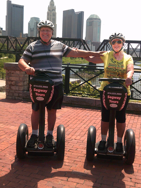 The two RV Gypsies on their Segways